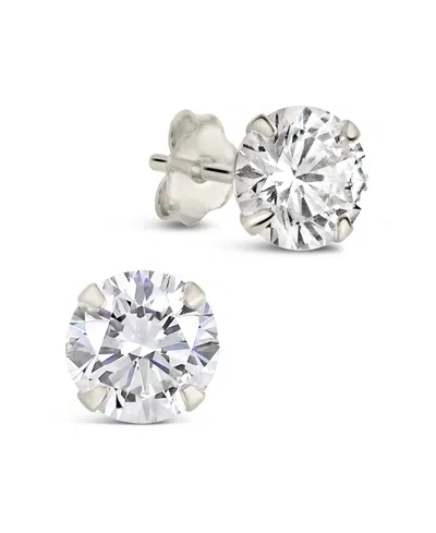 Sterling Forever Sterling Silver 6mm Cz Stud Earrings In Metallic