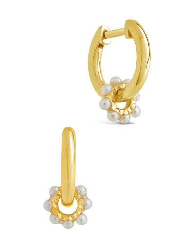 Sterling Forever Sterling Silver Alana Pearl Hoop Earrings In Gold