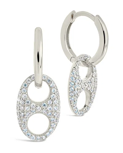 Sterling Forever Sterling Silver Avery Cz Charm Hoop Earrings