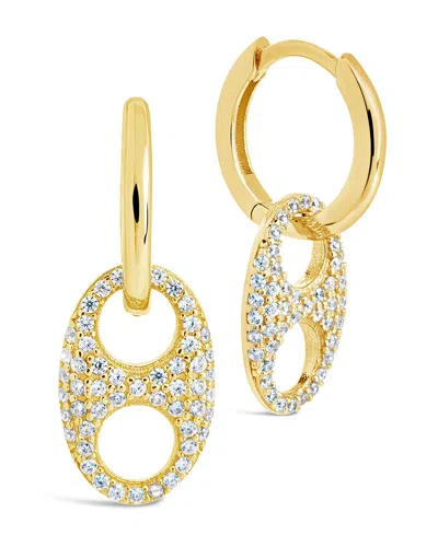 Sterling Forever Sterling Silver Avery Cz Charm Hoop Earrings In Gold