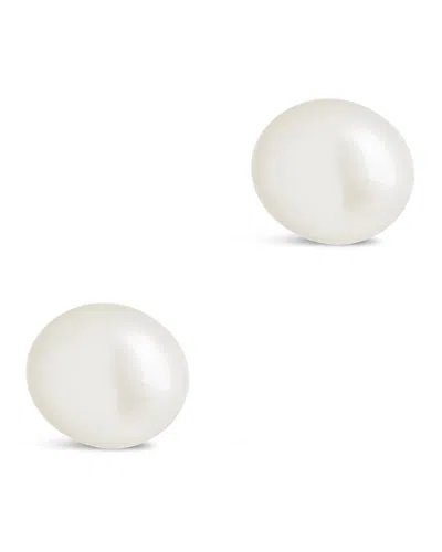 Sterling Forever Sterling Silver Baroque Pearl Stud Earrings In Gray
