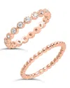 Sterling Forever Sterling Silver Bezel Set Cz & Beaded Band Stackable Ring Set