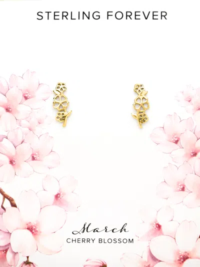 Sterling Forever Sterling Silver Birth Flower Earring Studs - March In Gold