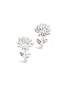 Sterling Forever Sterling Silver Birth Flower Stud Earrings In Silver