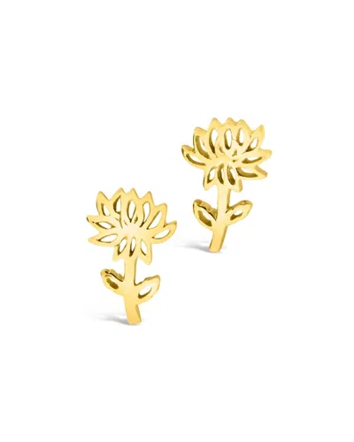 Sterling Forever Sterling Silver Birth Flower Stud Earrings In Gold