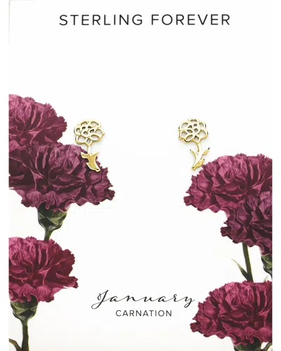 Sterling Forever Sterling Silver Birth Flower Stud Earrings In Gold