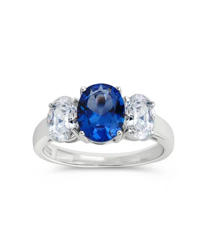 Sterling Forever Sterling Silver Blue Topaz Triple Ovaline Anniversary Ring