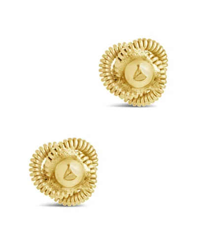 Sterling Forever Sterling Silver Braided Knot & Sphere Stud Earrings In Gold
