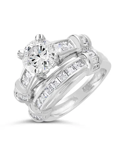 Sterling Forever Sterling Silver Brilliant Cubic Zirconia Band Set Of 2 In Metallic