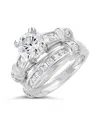 Sterling Forever Sterling Silver Brilliant Cubic Zirconia Band Set Of 2 In Silver