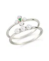 Sterling Forever Sterling Silver Cara Cz & Pearl Stacking Ring Set In Silver