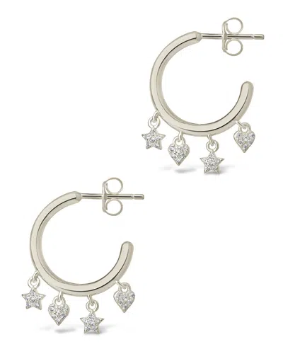 Sterling Forever Sterling Silver Celeste Cz Charm Hoop Earrings