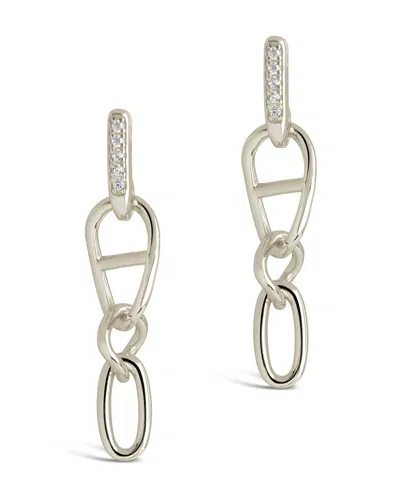 Sterling Forever Sterling Silver Chicago Cz Chain Drop Earrings In Metallic