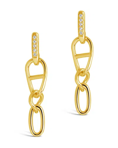 Sterling Forever Sterling Silver Chicago Cz Chain Drop Earrings In Gold