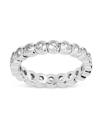 Sterling Forever Sterling Silver Clear Helene Bezel Eternity Band Ring In Metallic