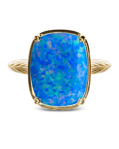 Sterling Forever Sterling Silver Caribbean Blue Opal Elongated Cushion Ring In Multi