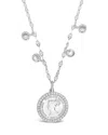 Sterling Forever Sterling Silver Coin Medallion & Bezel Cz Charm Necklace In Metallic