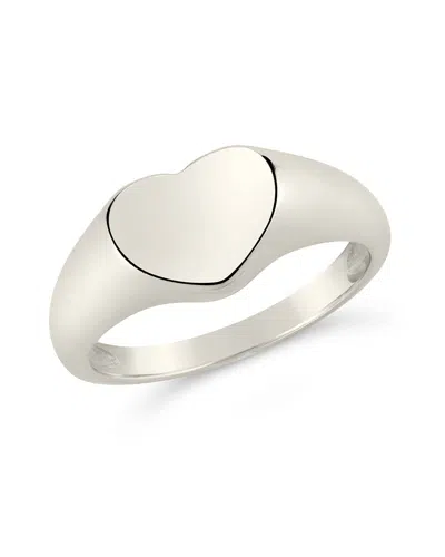 Sterling Forever Sterling Silver Cora Heart Signet Ring In Metallic