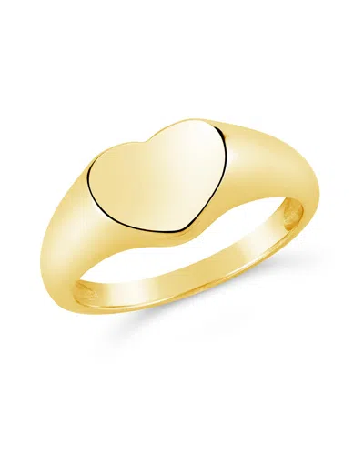 Sterling Forever Sterling Silver Cora Heart Signet Ring In Gold