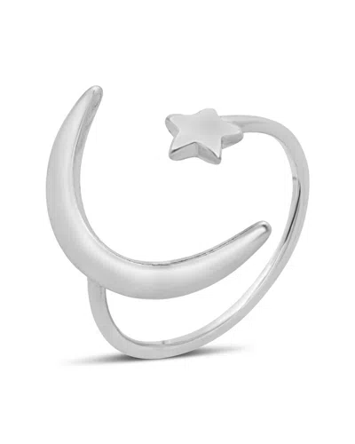 Sterling Forever Sterling Silver Crescent Moon Open Ring