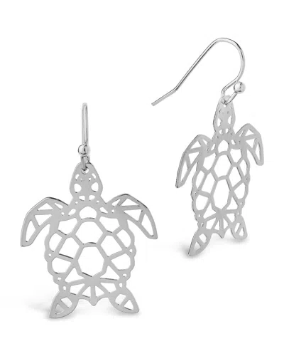 Sterling Forever Sterling Silver Cutout Turtle Dangle Earrings In Gold