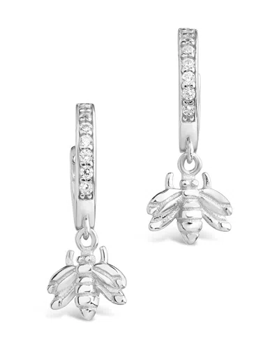 Sterling Forever Sterling Silver Cz Bee Micro Hoops