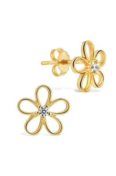 Sterling Forever Sterling Silver Cz Daisy Stud Earrings In Gold