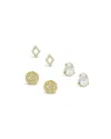 Sterling Forever Sterling Silver Cz Geo Stud Earring Set Of 3[gold] In Gold