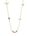 Sterling Forever Sterling Silver Cz Lucky Charm Station Necklace In Gold