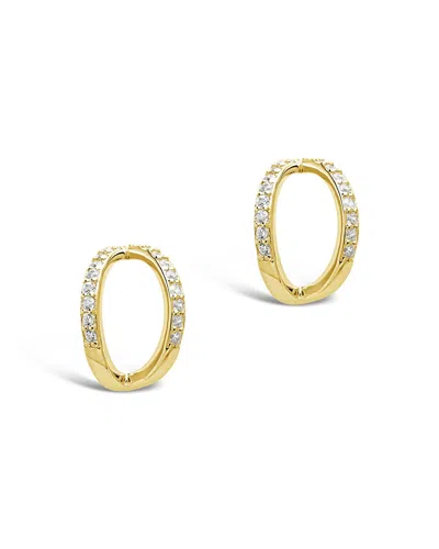 Sterling Forever Sterling Silver Cz Pyramid Huggie Studs In Gold