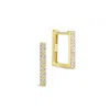 Sterling Forever Sterling Silver Cz Rectangular Hoops In Silver