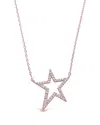 Sterling Forever 14k Rose Gold Plated Sterling Silver Cz Open Star Pendant Necklace In Silver