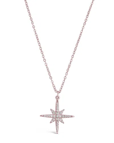 Sterling Forever Sterling Silver Cz Starburst Pendant In Metallic