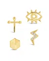 Sterling Forever Sterling Silver Dahlia Cz Mixed Stud Earring Set In Gold