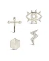 Sterling Forever Sterling Silver Dahlia Cz Mixed Stud Earring Set In Silver