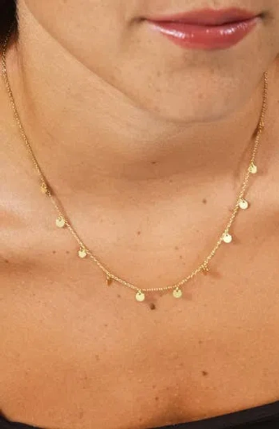Sterling Forever Sterling Silver Disk Charm Necklace In Gold