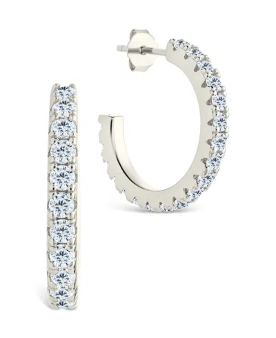Sterling Forever Sterling Silver Eleri Cz Tube Hoops In Metallic