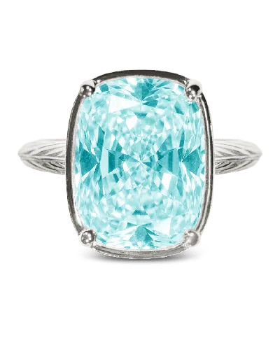Sterling Forever Sterling Silver Elongated Cushion Aquamarine Cz Cocktail Ring In Blue