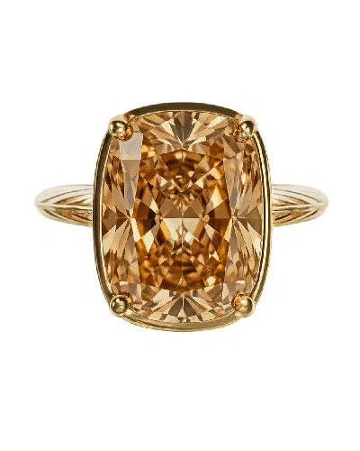 Sterling Forever Sterling Silver Elongated Cushion Champagne Cz Cocktail Ring In Gold
