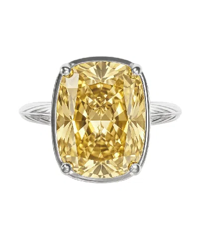 Sterling Forever Sterling Silver Elongated Cushion Light Yellow Cz Cocktail Ring