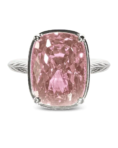 Sterling Forever Sterling Silver Elongated Cushion Pink Sapphire Cz Cocktail Ring