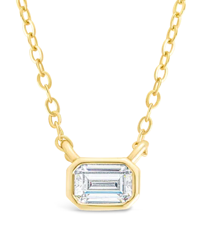 Sterling Forever Sterling Silver Emerald Bezel Set Pendant In Gold