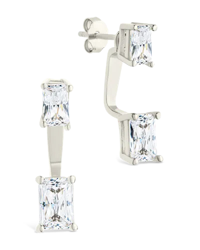 Sterling Forever Sterling Silver Emerald Cut Duo Jackets In Metallic