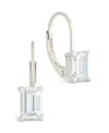 Sterling Forever Sterling Silver Emerald Cut French Clip Earrings In Metallic