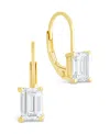 Sterling Forever Sterling Silver Emerald Cut French Clip Earrings In Gold