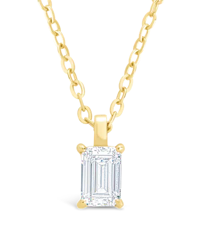 Sterling Forever Sterling Silver Emerald Prong Set Pendant In Gold