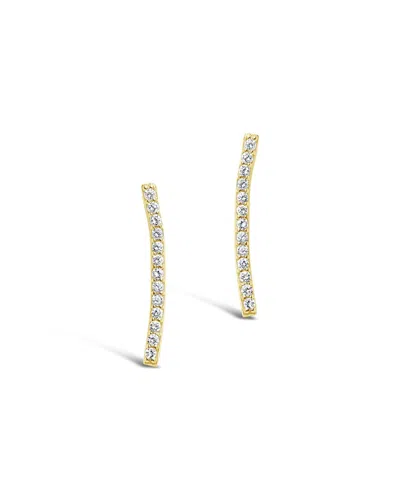 Sterling Forever Sterling Silver Essential Pave Bar Studs In Gold