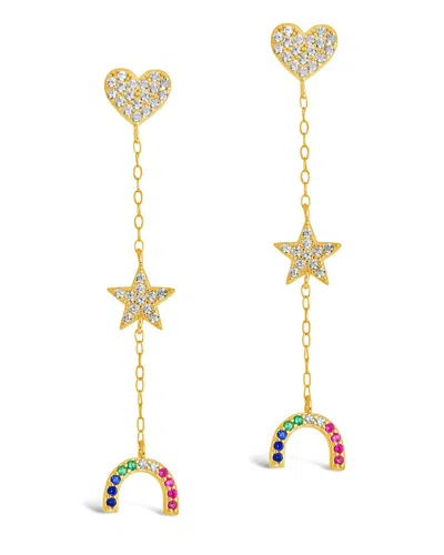Sterling Forever Sterling Silver Fai Cz Charm Dangle Earrings In Gold