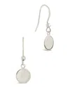 Sterling Forever Sterling Silver Fishhook Disc Drop Earrings In Silver