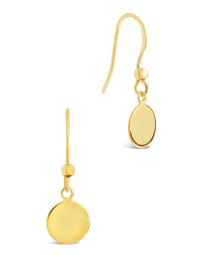 Sterling Forever Sterling Silver Fishhook Disc Drop Earrings In Gold